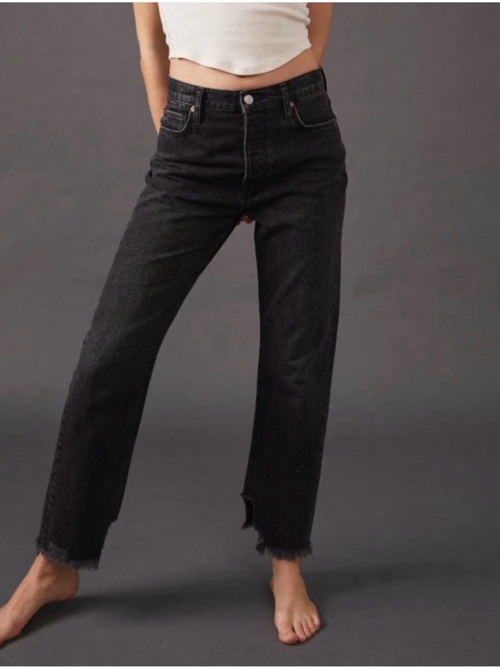 Free People We The Free Tapered Baggy High Rise Boyfriend Fit ButtonFly Jeans 27